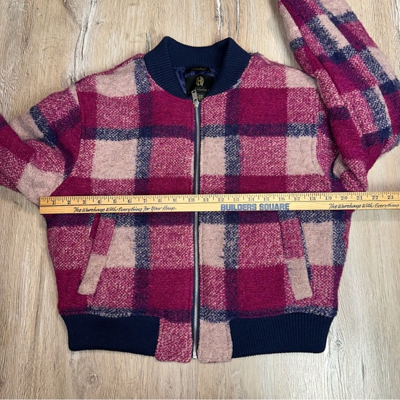 House Of Harlow 1960 Women's Med Plaid Wool Blend Quilted Lined Bomber Jacket - Picture 9 of 11